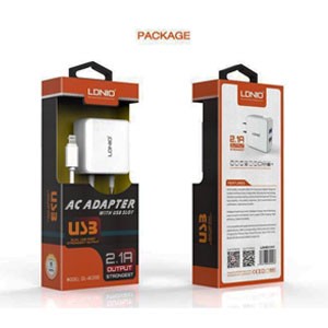iPhone Charger Adapter & Cable  | LDNIO AC200 2.1A EU Plug Dual USB AC Power Adapter With Iphone Cable