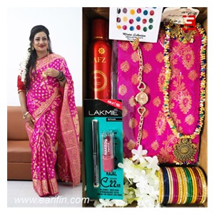 Katan Saree Combo Gift Pack Pink | Exclusive Combo Gift Pack for her | Free Home Delivery