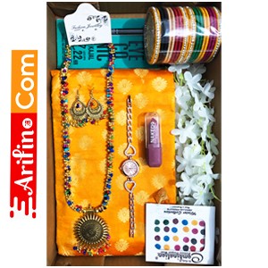 Katan Saree Yellow Combo Gift Pack