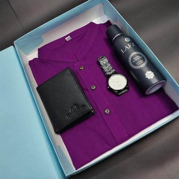 Buy Him & Her Tie Scarf Combo Gift Box Set of 5 Purple -vVyom by Shuchita