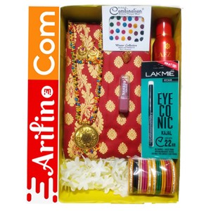 Katan Saree Merun Combo Gift Pack