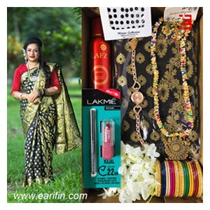 Custom Designed Katan Saree Black | Exclusive Combo Gift Pack for her | Free Home Delivery
