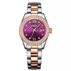 Rotary Ladies Two Tone Rose Gold Plated Bracelet Watch