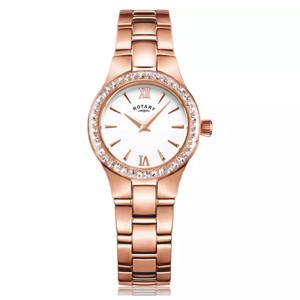 Rotary Ladies Rose Gold Plated Stainless Steel Watch
