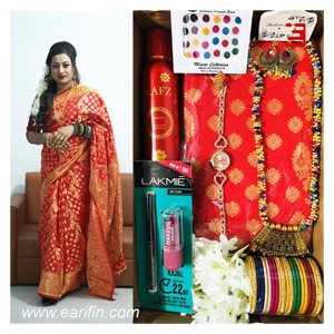 Indian Katan Saree Red Combo Gift pack| Exclusive Combo Gift Pack for her
