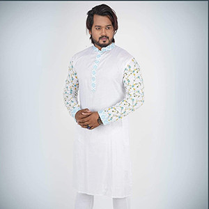 Indian Cotton Panjabi Paijama Set White