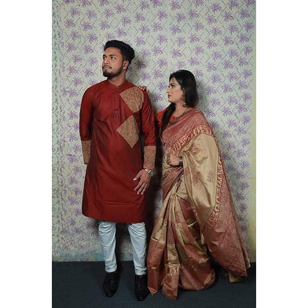 Free Photo | Elegant and fashionable indian friends couple of woman in saree  and man in suit posed indoor cafe