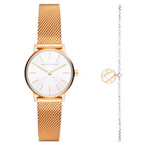 Armani Exchange Ladies Rose Gold Watch Gift Set