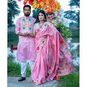 Couple Panjabi Saree Set(skin print)