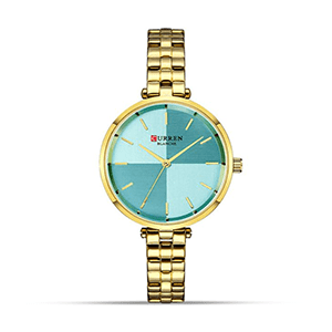 CURREN 9043 Silver And Golden Two-Tone Stainless Steel Analog Watch For Women - Golden & Silver